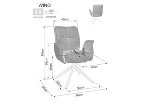 Scaun WING, gri deschis - Brego 02, stofa clasica/metal, 66x45x90 cm