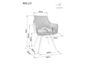 Scaun BALLO, bej deschis/negru, stofa clasica/metal, 56x45x84 cm