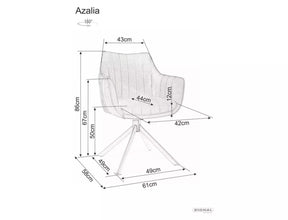 Scaun rotativ AZALIA, cappuccino/negru, stofa catifelata/metal, 61x44x86 cm