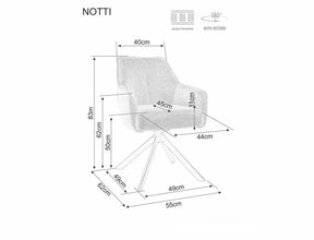 Scaun NOTTI, bej deschis/negru, stofa clasica/metal, 55x45x83 cm
