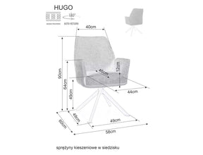 Scaun rotativ HUGO, bej deschis/negru, stofa clasica/metal, 58x46x90 cm