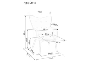 Fotoliu CARMEN, stofa clasica gri - Raven 07, 72x75x99 cm