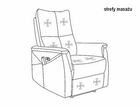 Fotoliu recliner cu functie de masaj NEPTUN M, stofa clasica gri deschis - Brego 07, 76x94/160x96 cm