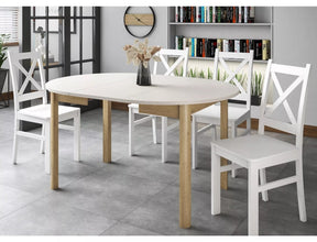 Masa extensibila DANTE, casmir/stejar, PAL laminat, 102/144x102x75 cm