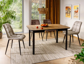 Masa extensibila DANTE II, stejar artisan/negru, PAL laminat, 90/130x90x75 cm