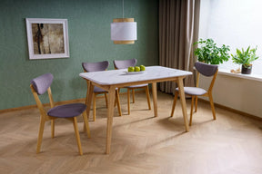 Masa MARCUS, alb cu efect de marmura/stejar, 120x75x76 cm