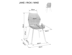 Scaun JAKE, gri - Bluvel 14/negru, stofa catifelata/metal, 48x41x86 cm