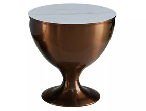 Set 2 masute cafea SALSA, alb cu efect de marmura/cupru, ceramica/metal