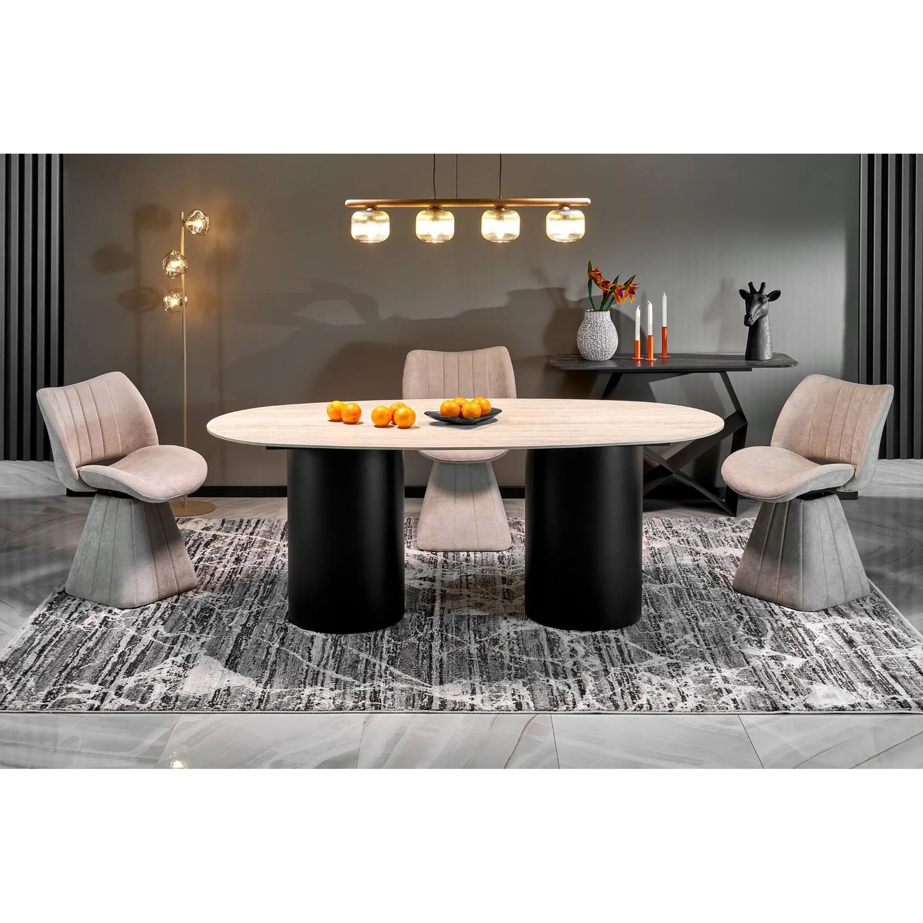 Scaun rotativ K613, stofa clasica bej, 53x60x87 cm