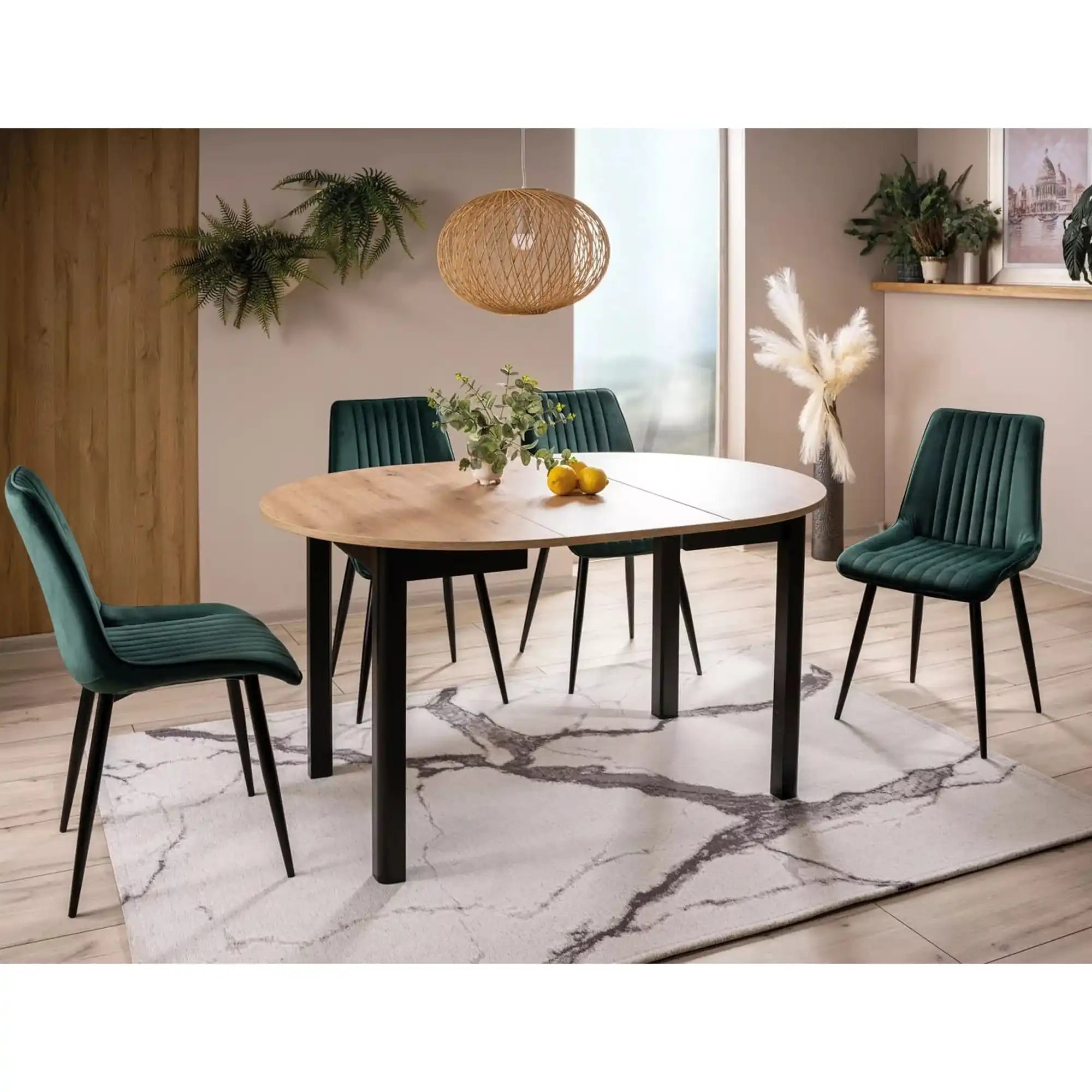 Masa extensibila DETROIT OCN-39433, stejar artisan/negru mat