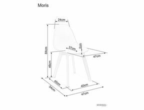 Scaun Moris, gri deschis/fag, plastic/lemn de fag, 46x37x81 cm