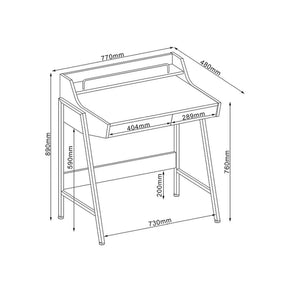 Birouri copii cu etajere B168, stejar/maro, 77X48X89