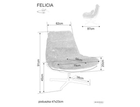 Fotoliu rotativ FELICIA, stofa clasica maro - Raven 34/piele ecologica, 79x87x91 cm