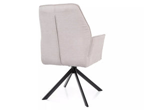 Scaun rotativ HUGO, bej deschis/negru, stofa clasica/metal, 58x46x90 cm