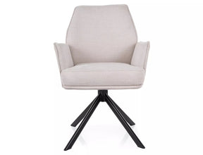 Scaun rotativ HUGO, bej deschis/negru, stofa clasica/metal, 58x46x90 cm