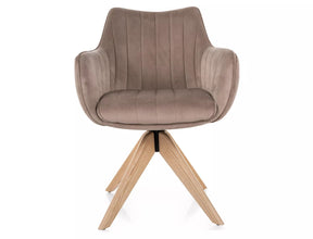 Scaun rotativ AZALIA, bej inchis - Bluvel 40, stofa catifelata/lemn, 61x44x86 cm