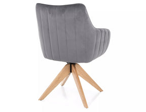 Scaun rotativ AZALIA, gri inchis - Bluvel 14, stofa catifelata/lemn, 61x44x86 cm
