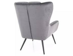 Fotoliu LOUIS, stofa catifelata gri - Bluvel 14, 75x87x91 cm