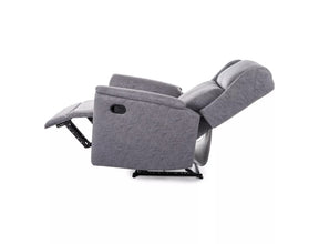Fotoliu recliner ZEUS, gri/negru, stofa/metal, 74x93/165x108 cm