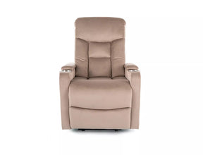 Fotoliu recliner IKAR, stofa catifelata bej inchis - Bluvel 40, 77x92/163x108 cm