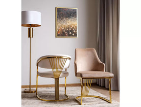 Scaun CROWN, bej deschis - Bluvel 22, stofa catifelata/metal, 57x46x77 cm