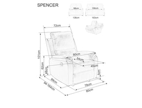 Canapea SPENCER 2, gri inchis, stofa clasica/metal, 136x94x101 cm