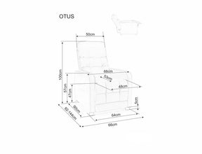 Fotoliu rabatabil OTUS II, stofa catifelata cappuccino - Bluvel 38, 66x92/144x100 cm