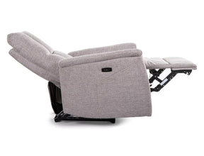 Fotoliu recliner cu functie de masaj NEPTUN M, stofa clasica gri deschis - Brego 07, 76x94/160x96 cm