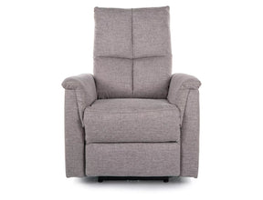 Fotoliu recliner cu functie de masaj NEPTUN M, stofa clasica gri deschis - Brego 07, 76x94/160x96 cm