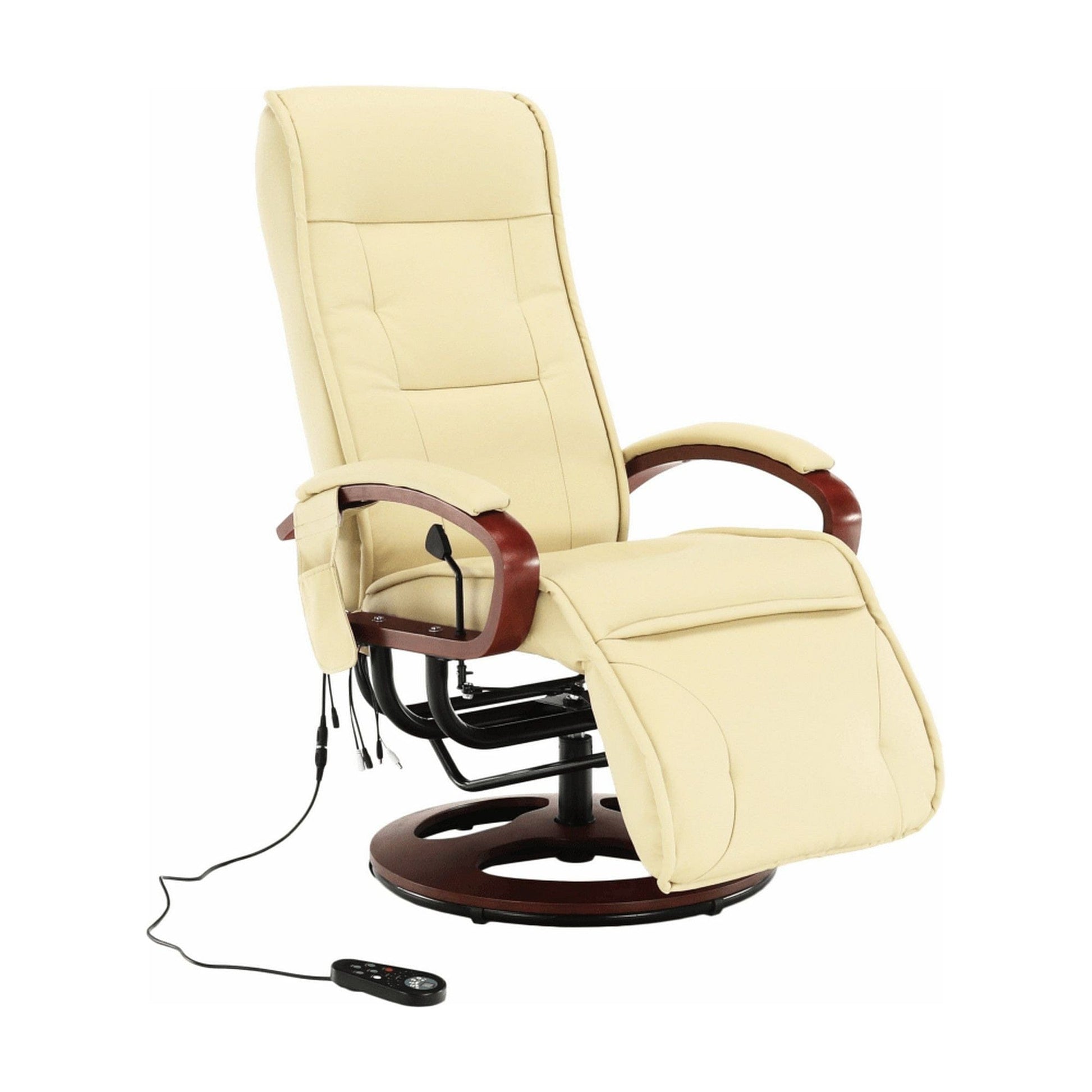 Fotoliu ARTUS 2, bej/cires, piele ecologica/lemn, 66x93x110 cm