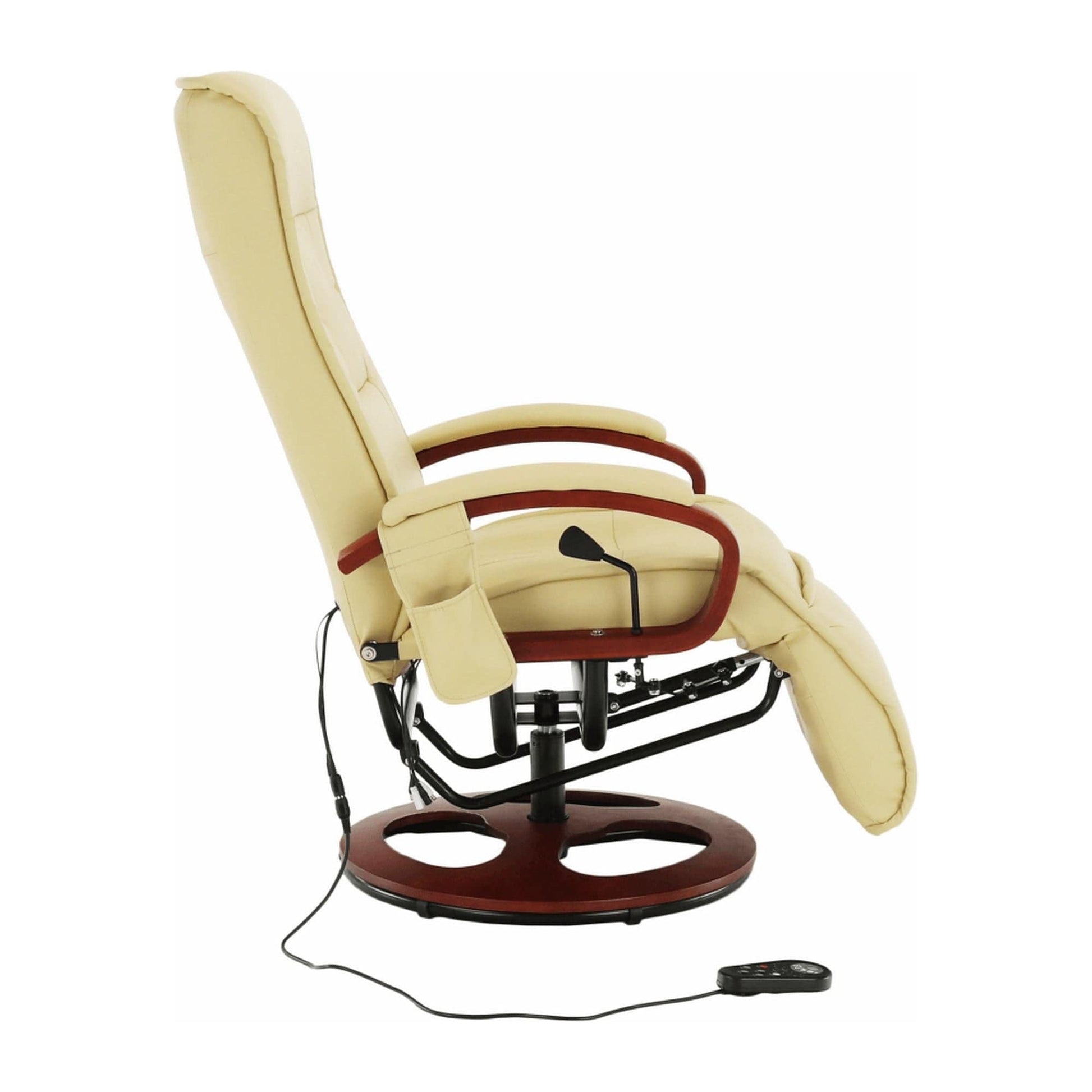 Fotoliu ARTUS 2, bej/cires, piele ecologica/lemn, 66x93x110 cm