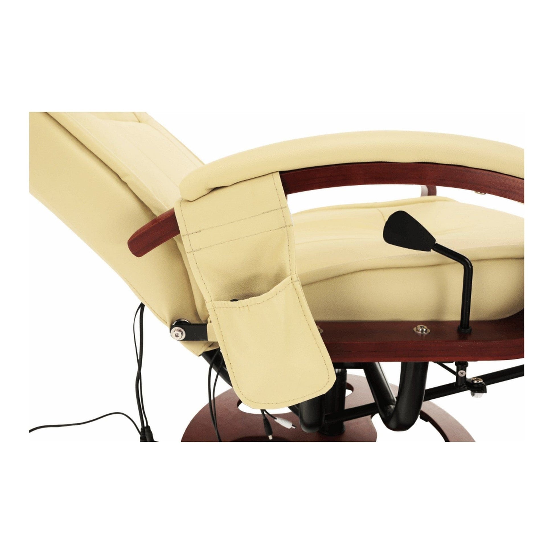 Fotoliu ARTUS 2, bej/cires, piele ecologica/lemn, 66x93x110 cm