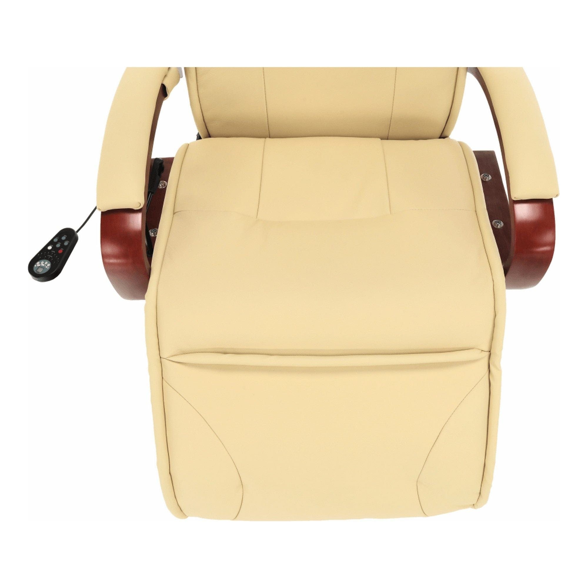 Fotoliu ARTUS 2, bej/cires, piele ecologica/lemn, 66x93x110 cm