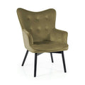 Fotoliu CARMEN, stofă catifelata/metal, verde olive - Bluvel 77, 72×75×99 cm