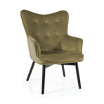 Fotoliu CARMEN, stofă catifelata/metal, verde olive - Bluvel 77, 72×75×99 cm