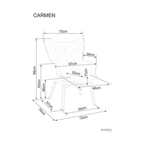 Fotoliu CARMEN, stofă catifelata/metal, verde olive - Bluvel 77, 72×75×99 cm