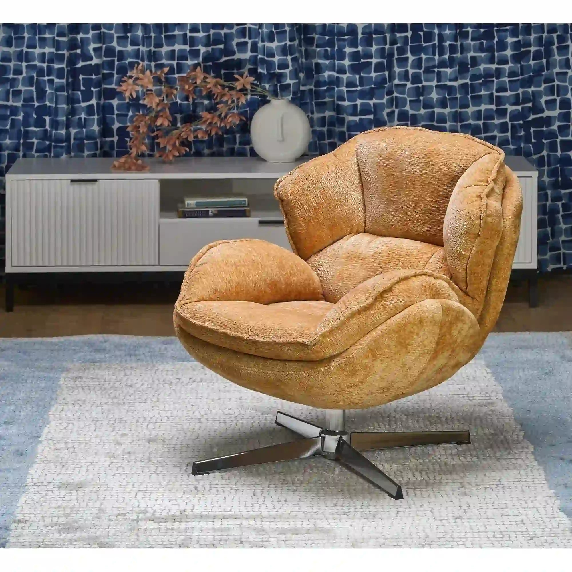 Fotoliu HOUSTON OCN-37602, galben mustar/crom