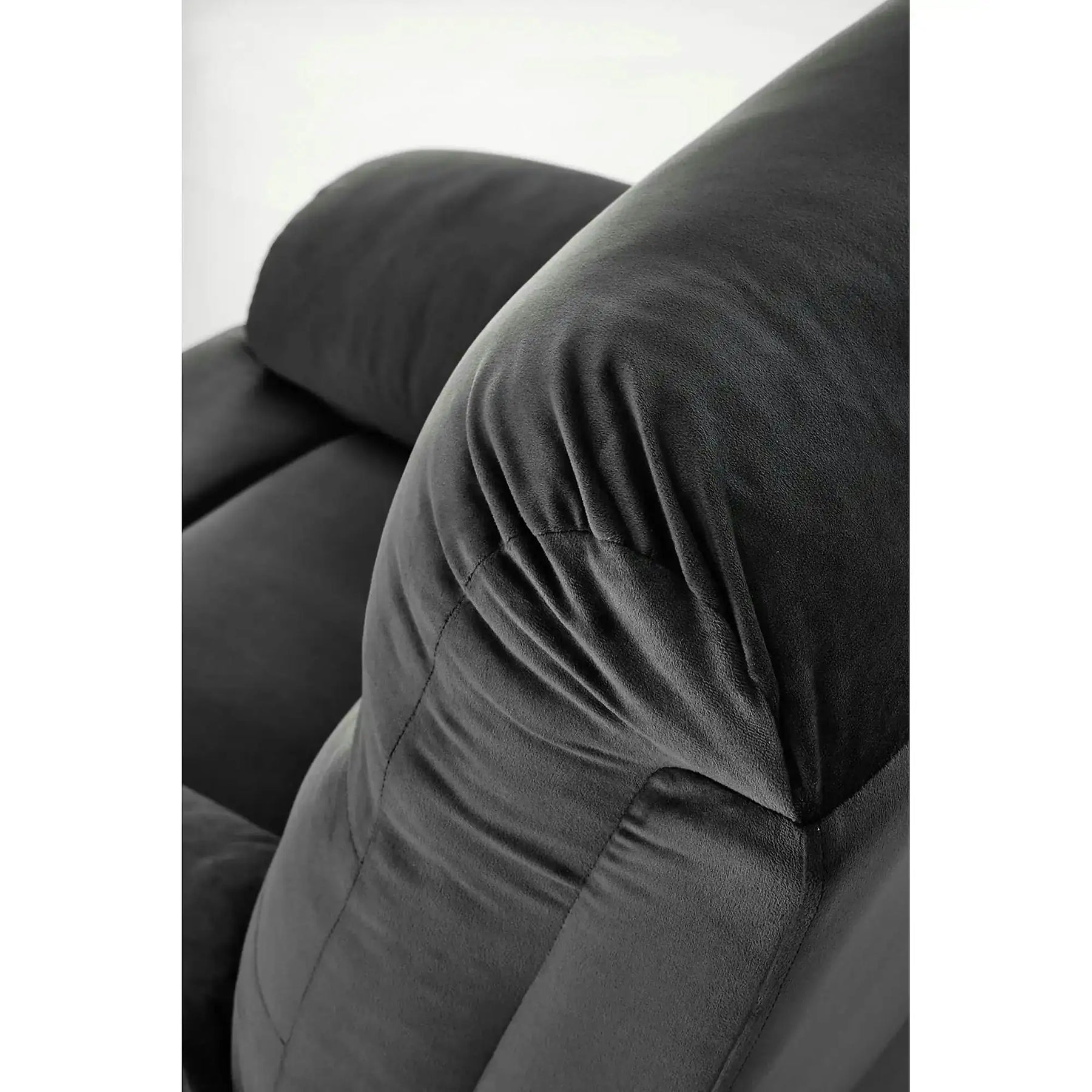 Fotoliu rabatabil DRAGER, negru, stofa catifelata/metal, 88x90/160x105 cm