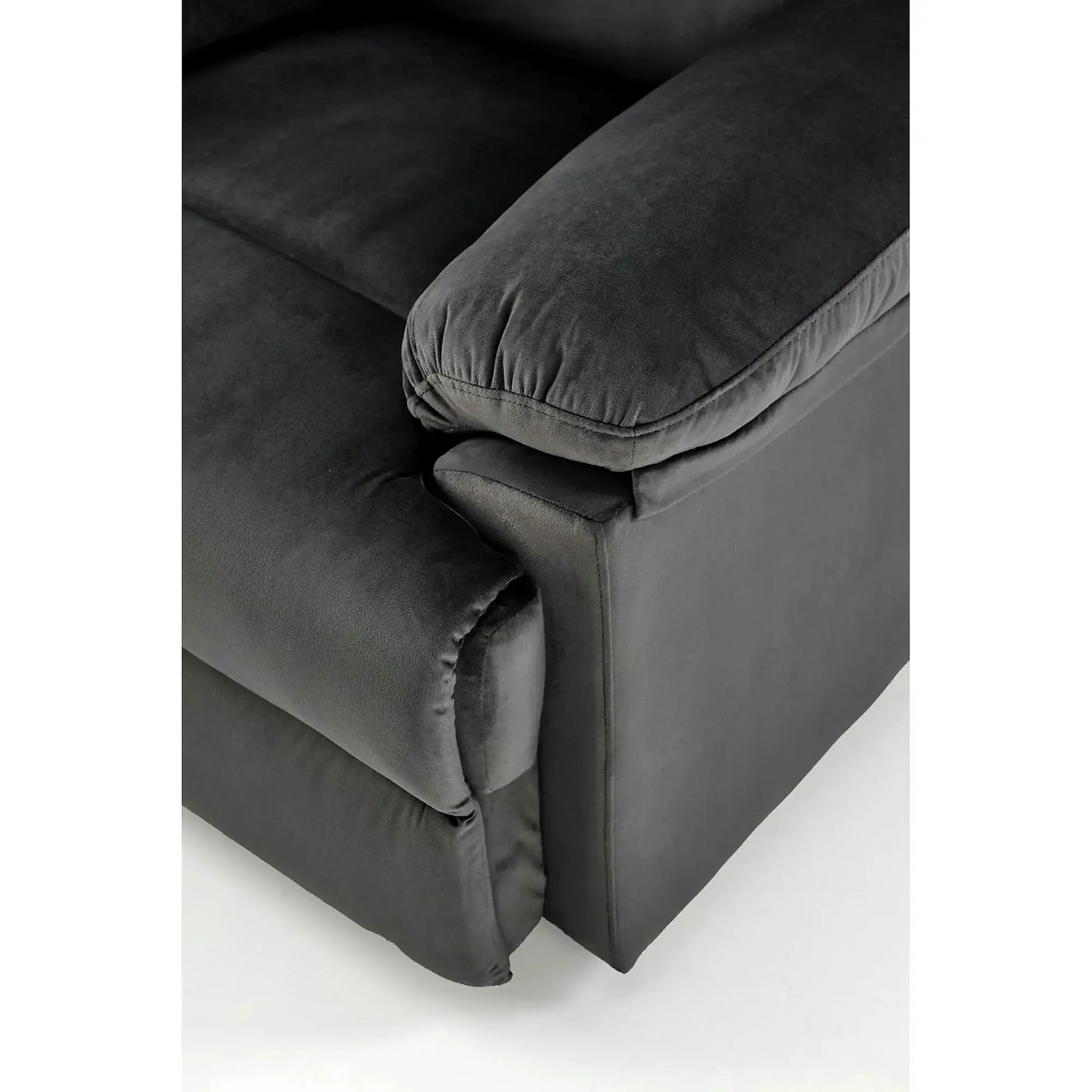 Fotoliu rabatabil DRAGER, negru, stofa catifelata/metal, 88x90/160x105 cm