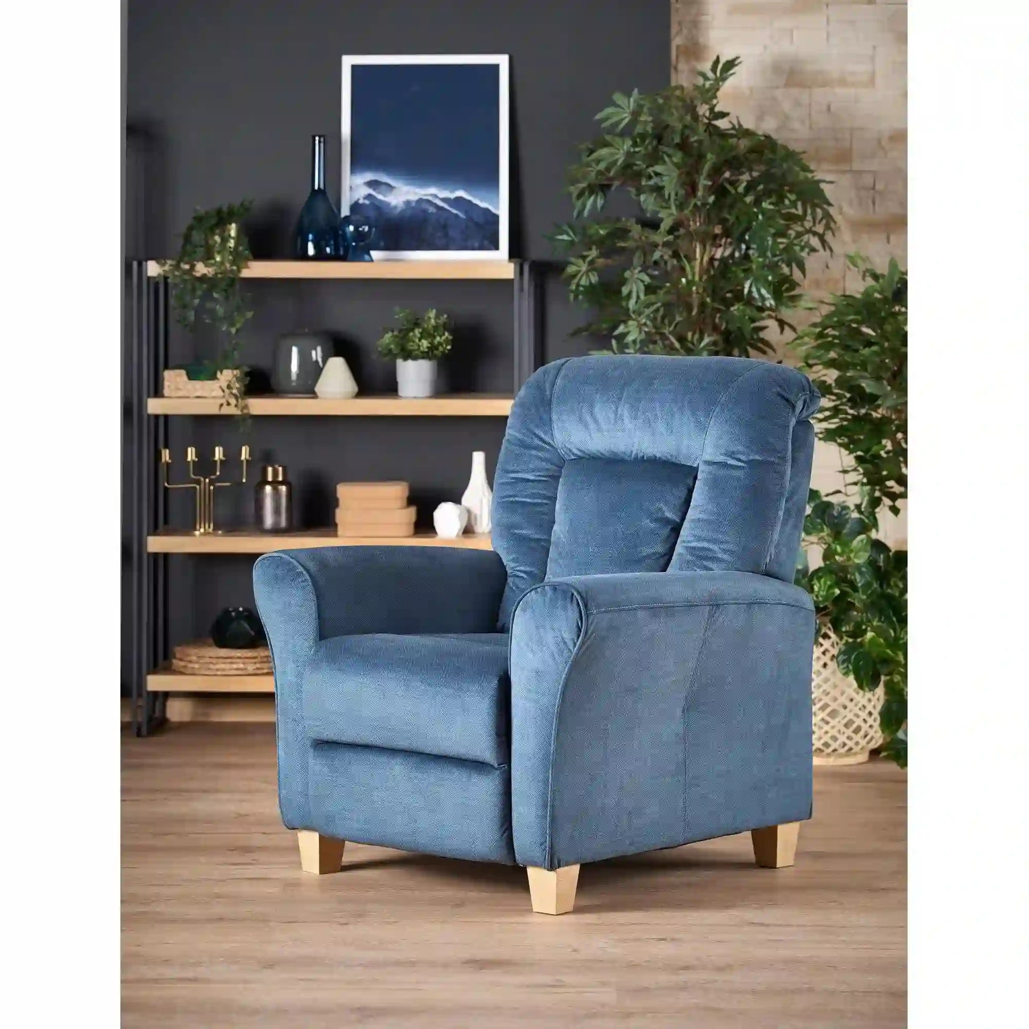 Fotoliu rabatabil HOUSTON OCN-37764, albastru/stejar