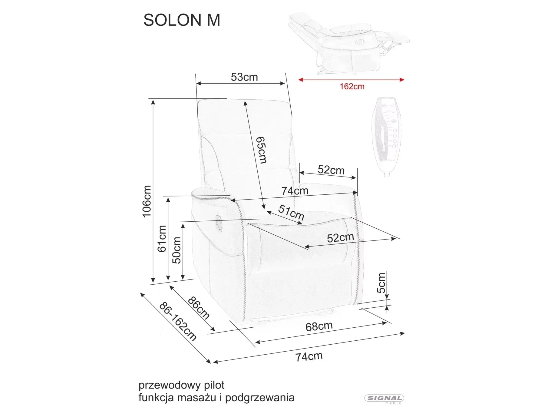Fotoliu recliner DETROIT OCN-39762, gri inchis