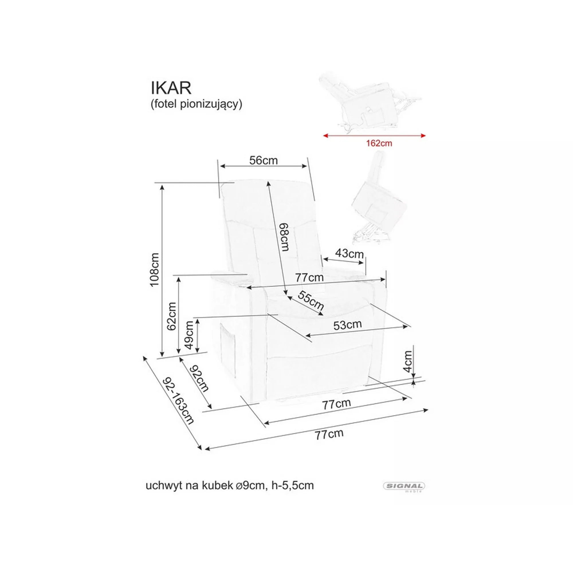 Fotoliu recliner DETROIT OCN-39837, gri