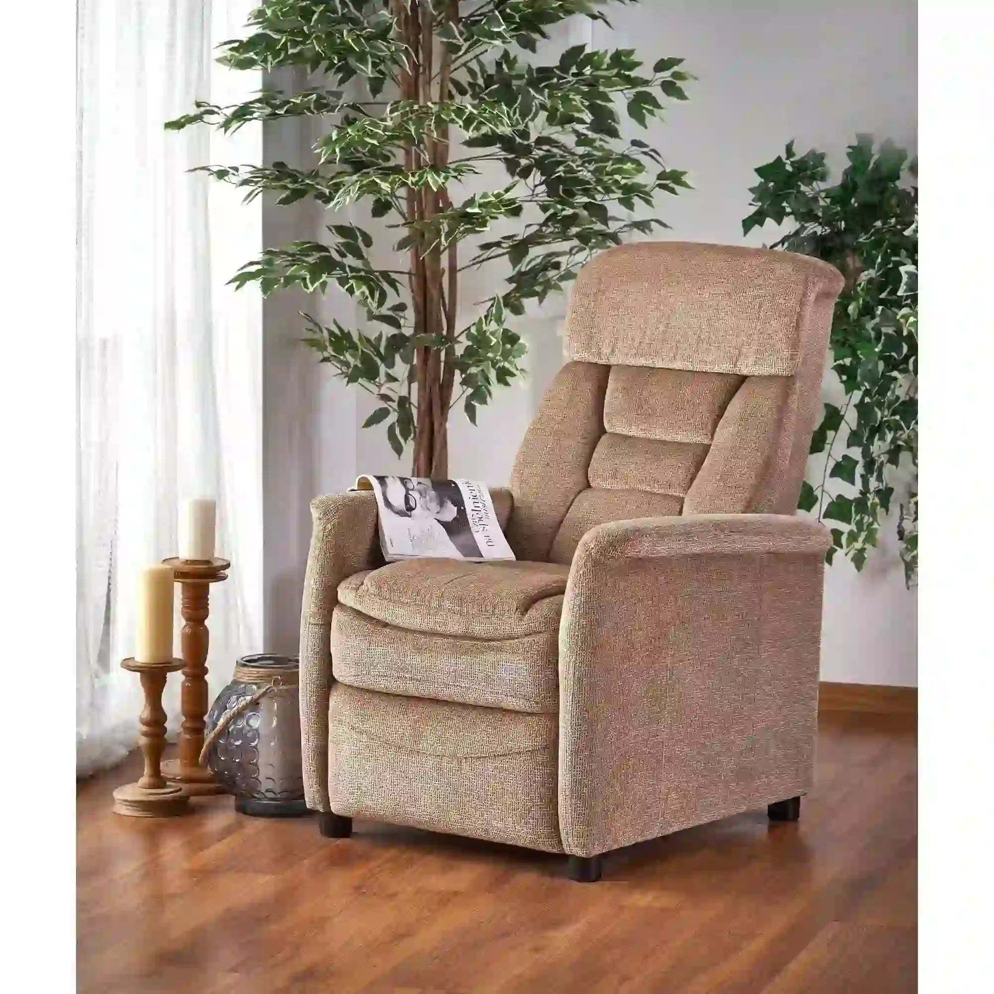Fotoliu recliner HOUSTON OCN-37670, bej/negru