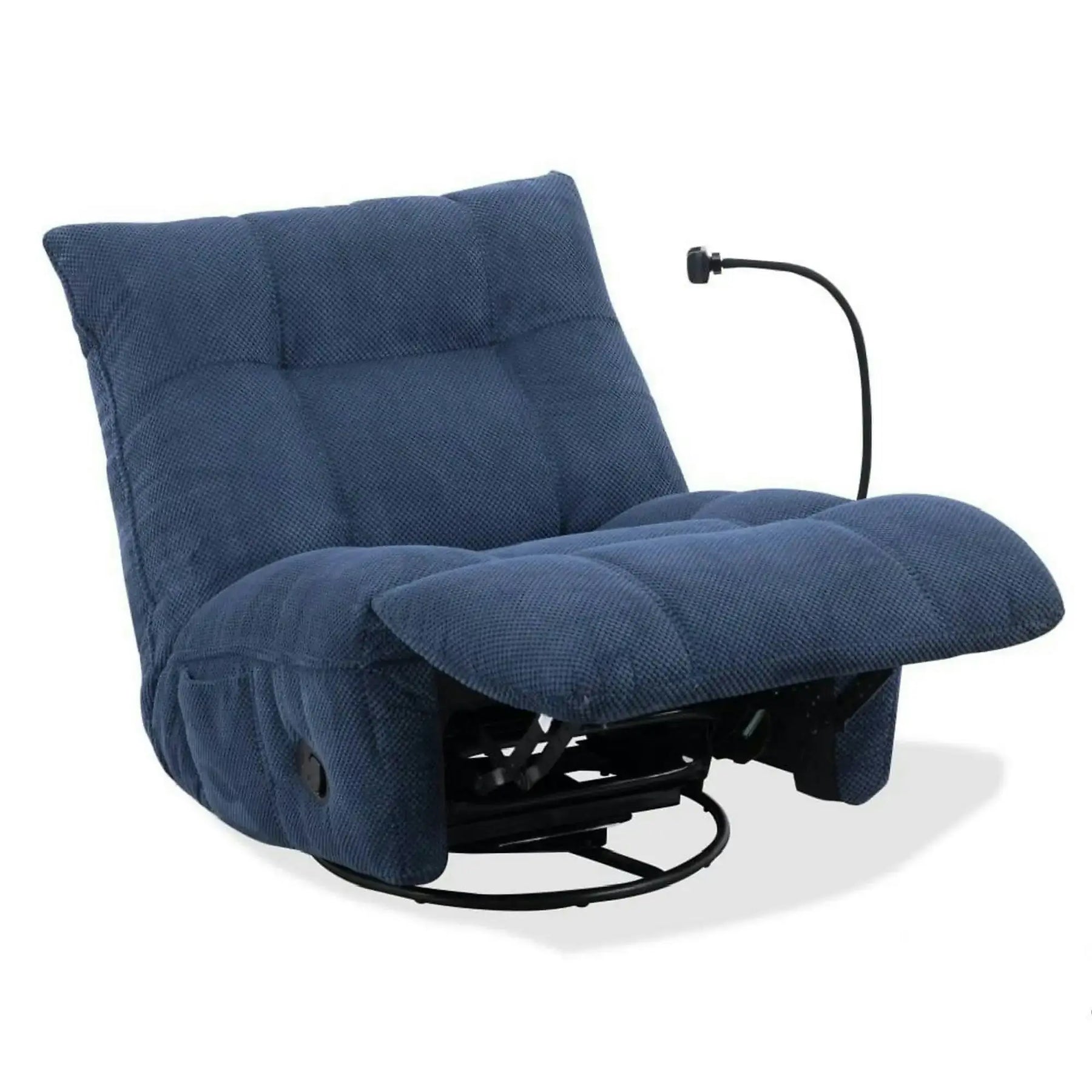 Fotoliu recliner MARCUS, stofă clasică/metal, albastru, 84×104×94 cm