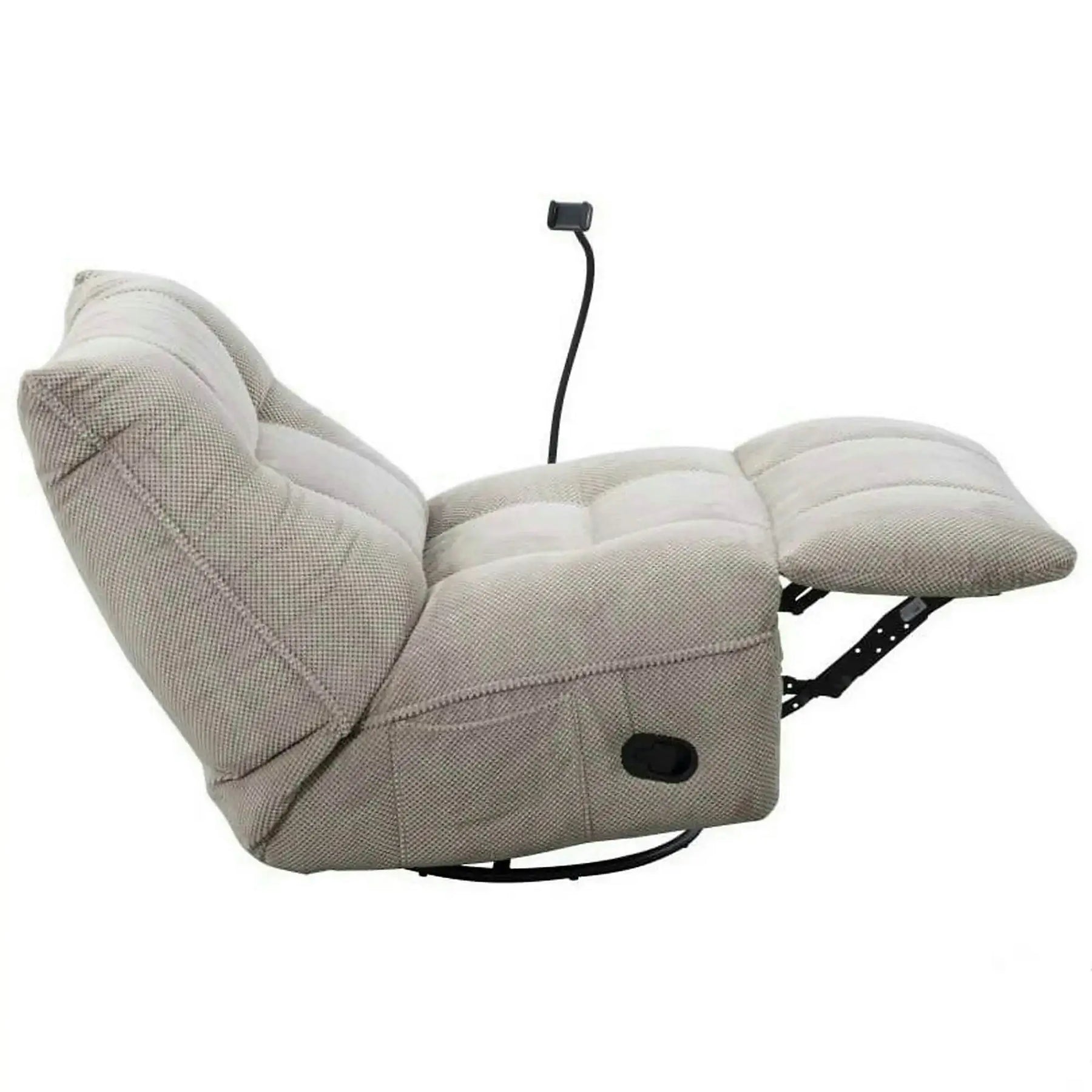 Fotoliu recliner MARCUS, stofă clasică/metal, maro deschis, 84×104×94 cm