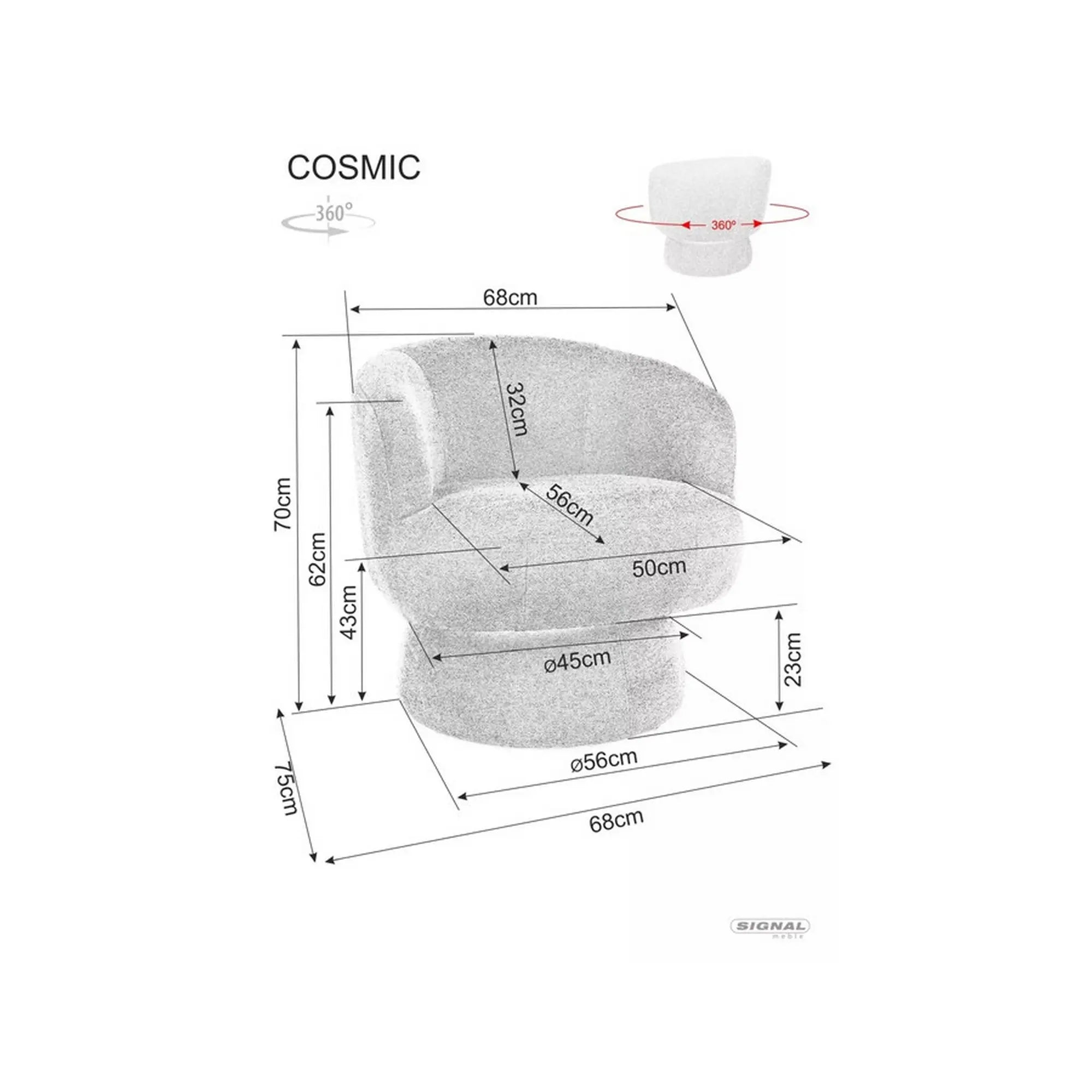 Fotoliu rotativ DETROIT OCN-39736, gri