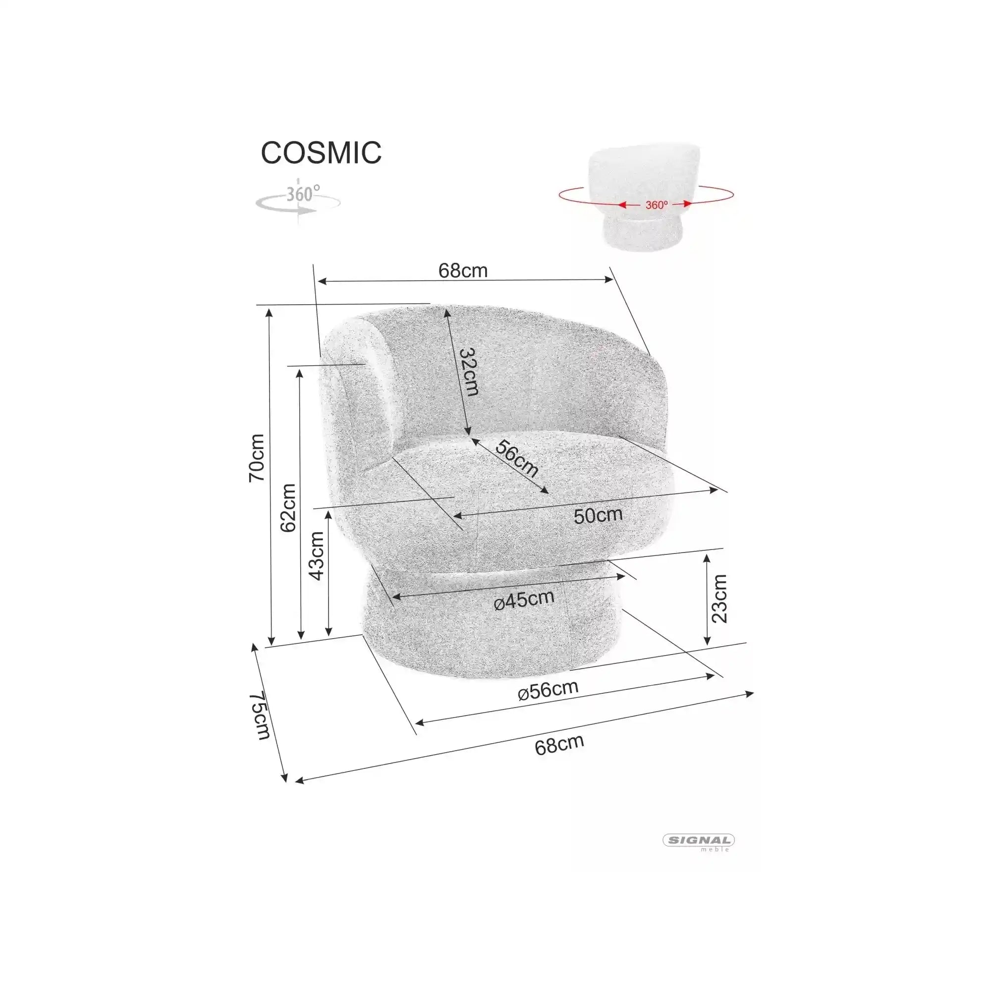 Fotoliu rotativ DETROIT OCN-39737, bej inchis