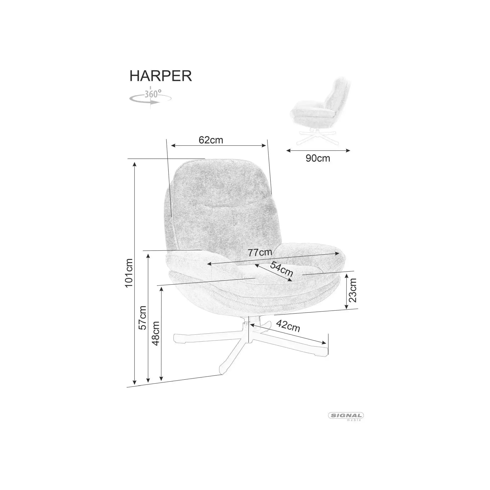 Fotoliu rotativ DETROIT OCN-39769, negru