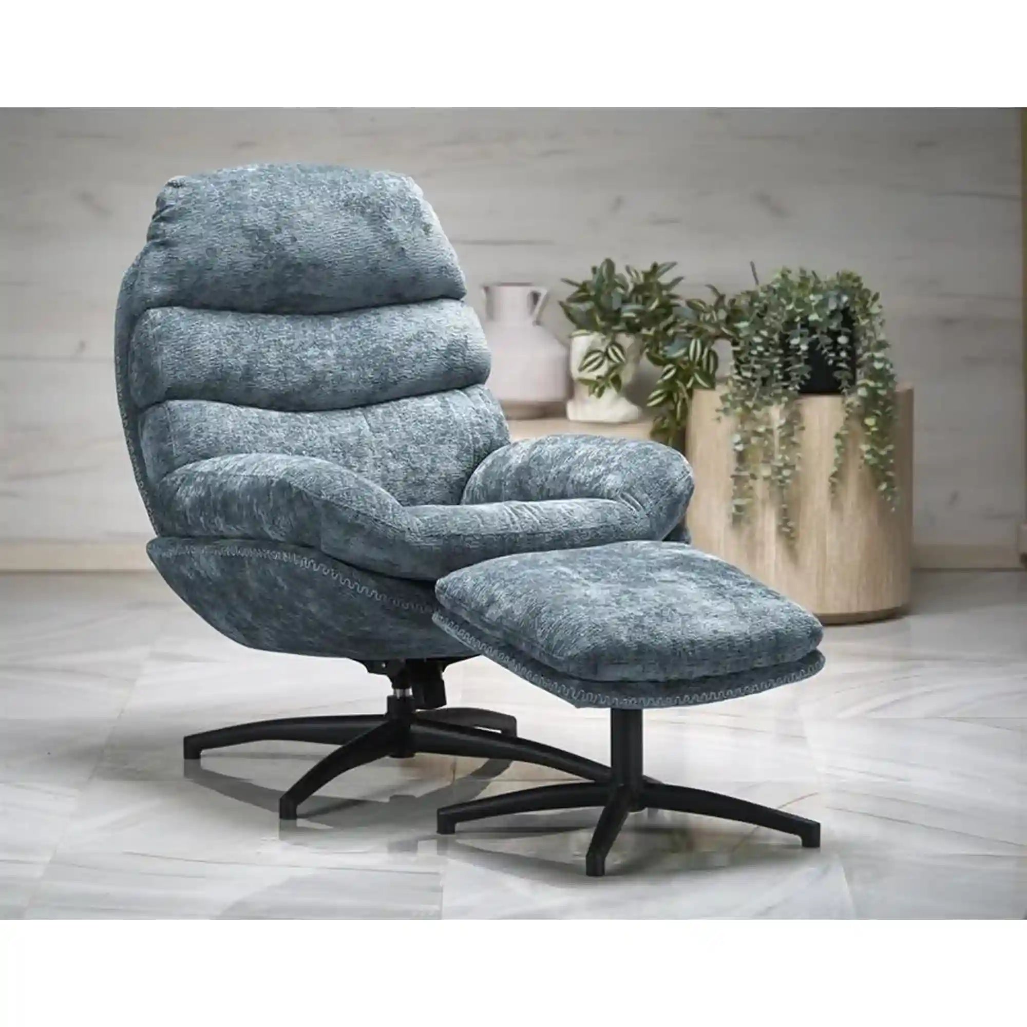 Fotoliu rotativ HOUSTON OCN-37610, albastru/negru