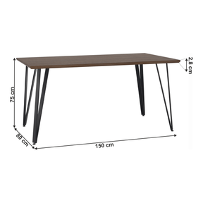 Masa FRIADO, stejar/negru, metal, 150x80x75 cm